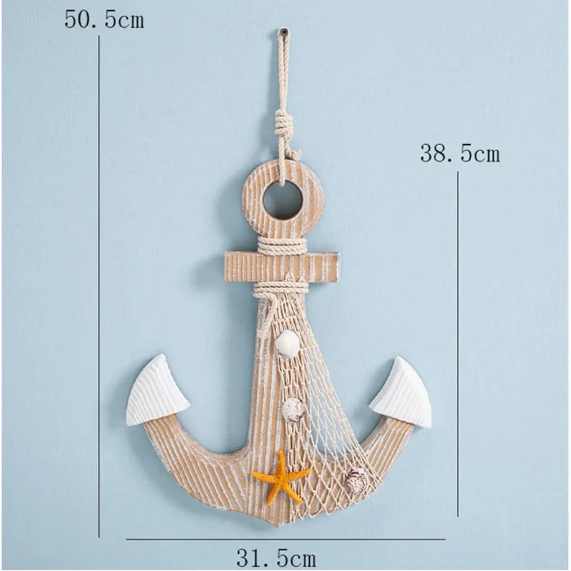 38cm Home Hanging Decoration Driftwood Boat Anchor Pendant Mediterranean Style Living Room Wall Display Drop Ornament | Дом и сад