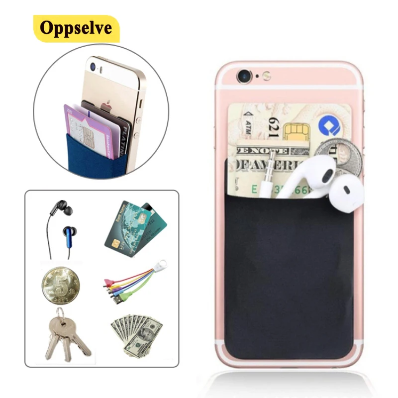 cell phone card holder pocket sticker card sleeve adhesive stick on wallet for iphone 12 x samsung xiaomi huawei all smartphones free global shipping