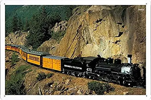 

Uptell Durango and Silverton Train Tin Poster Wall Decor Metal Sign 8X12 inches