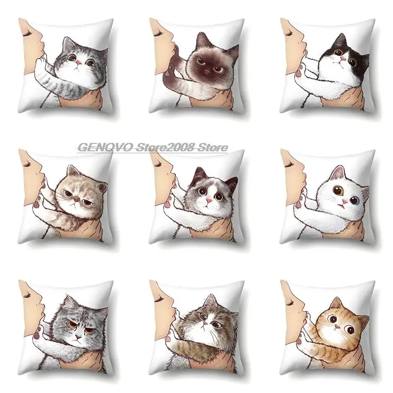 

Nette Katze Kissen Abdeckung Cartoon Tier Katze Polyester Werfen Kissen Fall Abdeckung Decor Kissenbezüge Kussenhoes