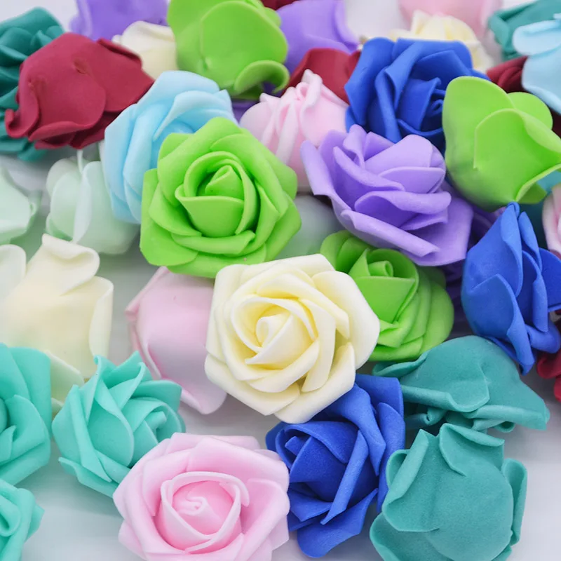 

50Pcs/lot 4cm PE Foam Fake Flower Roses Head Artificial Flowers Home Wedding Decoration DIY Scrapbooking Wreath Decorative Rose