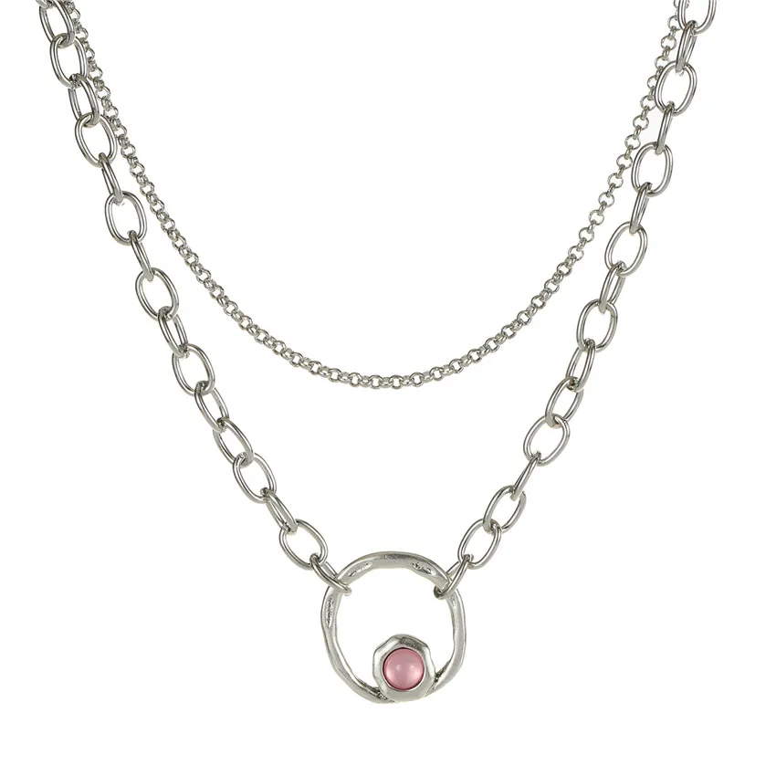 

Sandrine Top Quality Creative Accessory Sweet Candy Beads Short Necklace For Women Metal Circle Charm Necklace Christmas Gift