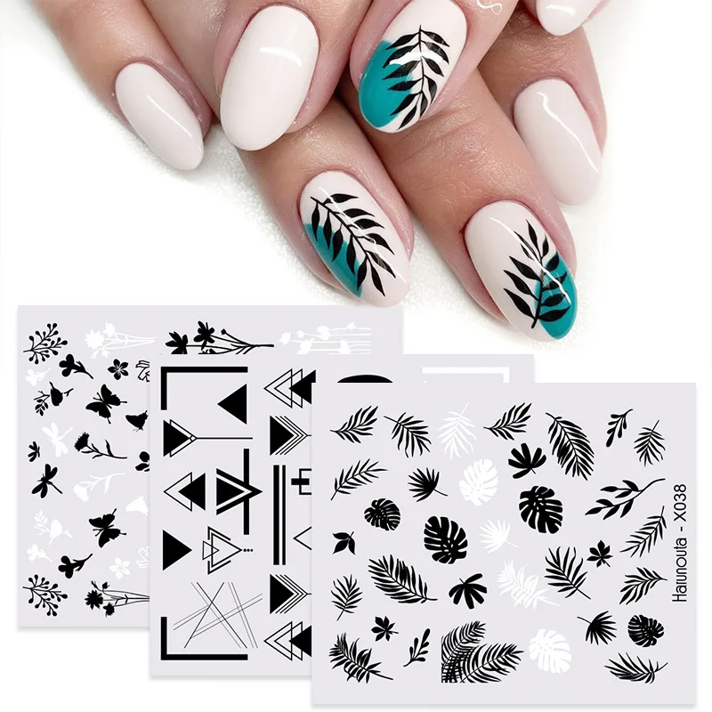 

1Pcs Water Nail Decal and Sticker Flower Leaf Tree Green Simple Summer DIY Slider for Manicure Nail Art Watermark Manicure Decor