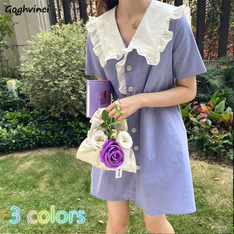 

Dress Women Ulzzang Purple Trendy Summer Holiday Mini Vintage College Teens Dresses Sweet Peter-pan Collar Fresh Ladies Vestidos