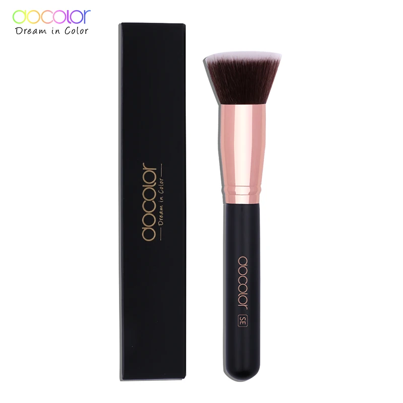 Foundation Brush Docolor Кисть для нанесения основы плоский верх полировальные щетки веер контурная Кисть для нанесения пудры хайлайтер кисти для макияжа Pincel Maquiagem - Handle Color: Foundation Brush