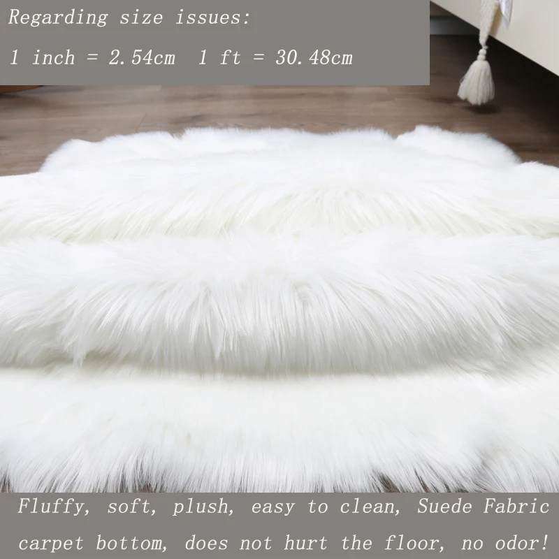 

Bay Window Decoration Mat White Solid Nordic Style Living Room Carpet Fluffy Thick Bedroom Carpet
