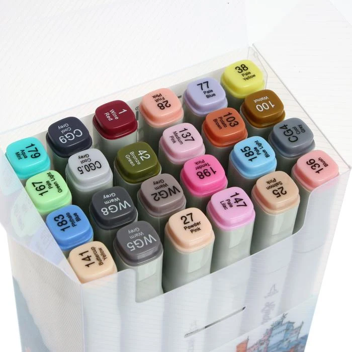 Набор двусторонних маркеров для скетчинга Mazari Lindo Pastel colors (пастельные цвета) 24