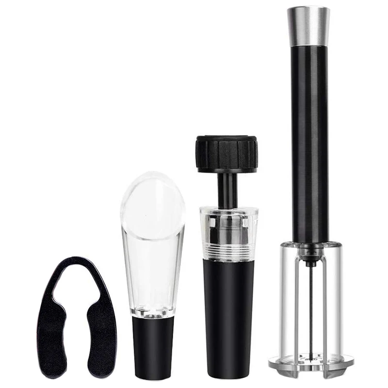 

Hot XD-Wine Opener, Wine Air Pressure Pump Opener Set, Wine Bottle Cork Remover Pump Tool Kit Corkscrew with Foil Cutter, Wine A