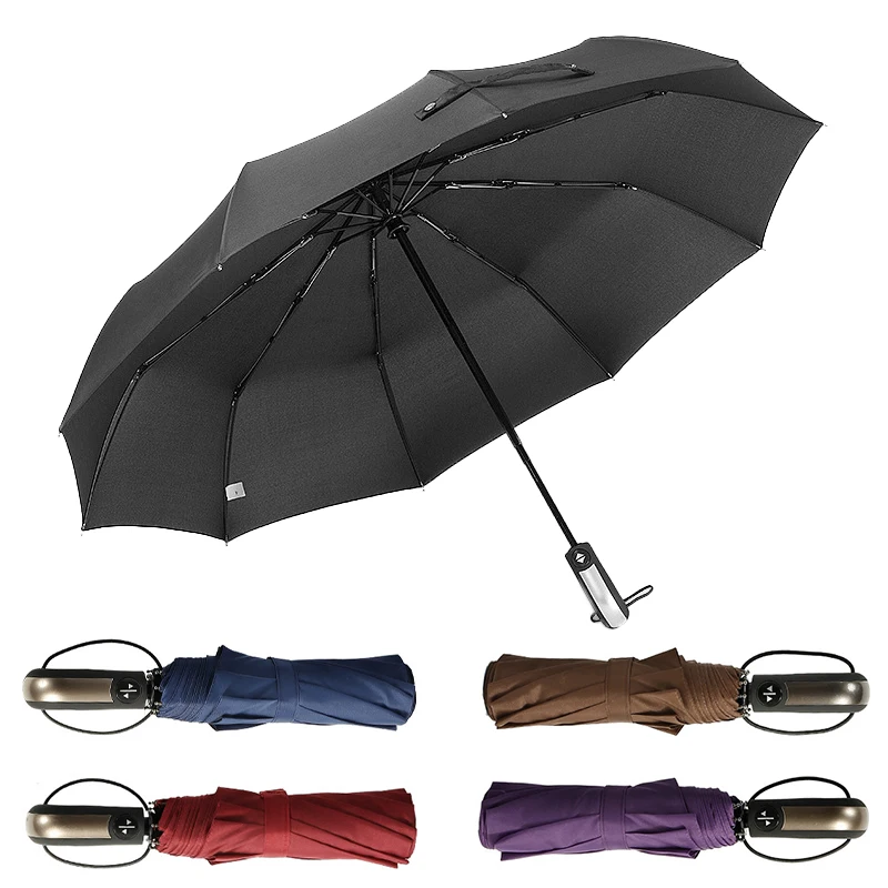 

Wind Resistant Folding Automatic Umbrella Rain Women Auto Luxury Big Windproof Umbrellas Rain For Men Black Coating 10K Parasol