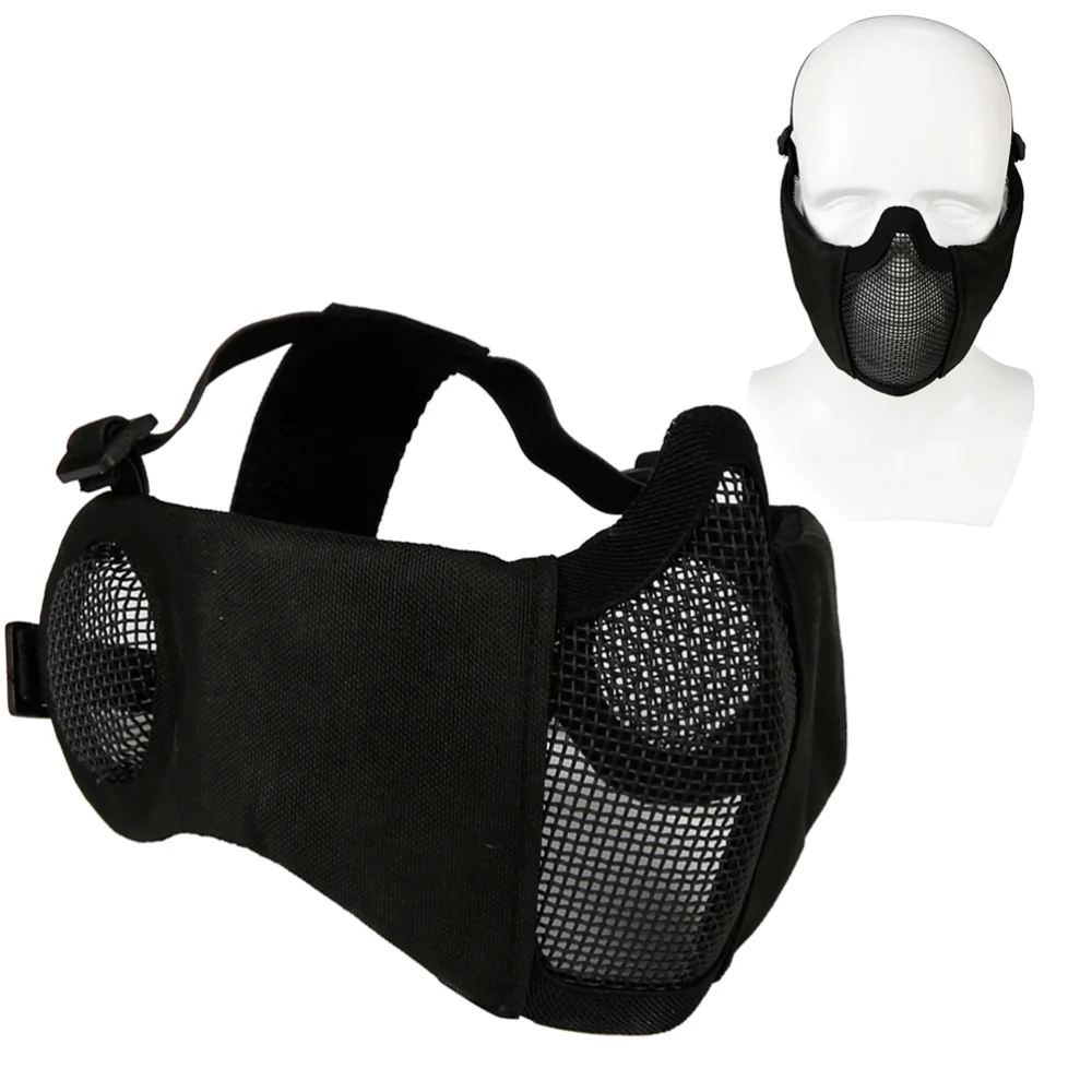 

Airsoft and Paintball CS Foldable Half Face Low-carbon Steel Mesh Style Comfortable Adjustable Protective Mask
