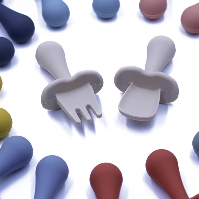 

Baby Feeding Spoon Fork Set Soft Silicone Feeding Flatware Set Safe Training Spoon For Baby Girls Boys