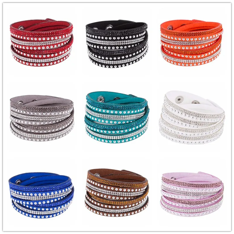 

Бесплатная доставка, 6 рядов, стразы, вымощенный кожаный браслет с кристаллами, широкая бархатные для браслетов, регулируемая застежка на за...