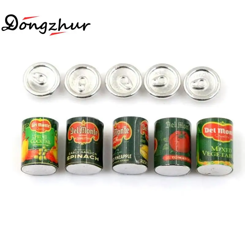 

Dongzhur 5Pc 1:12 Doll House Accessories Mini Canned Play Cans Food Fruit Miniature 5 Accessories Doll Toy Food Kitchen V8K0