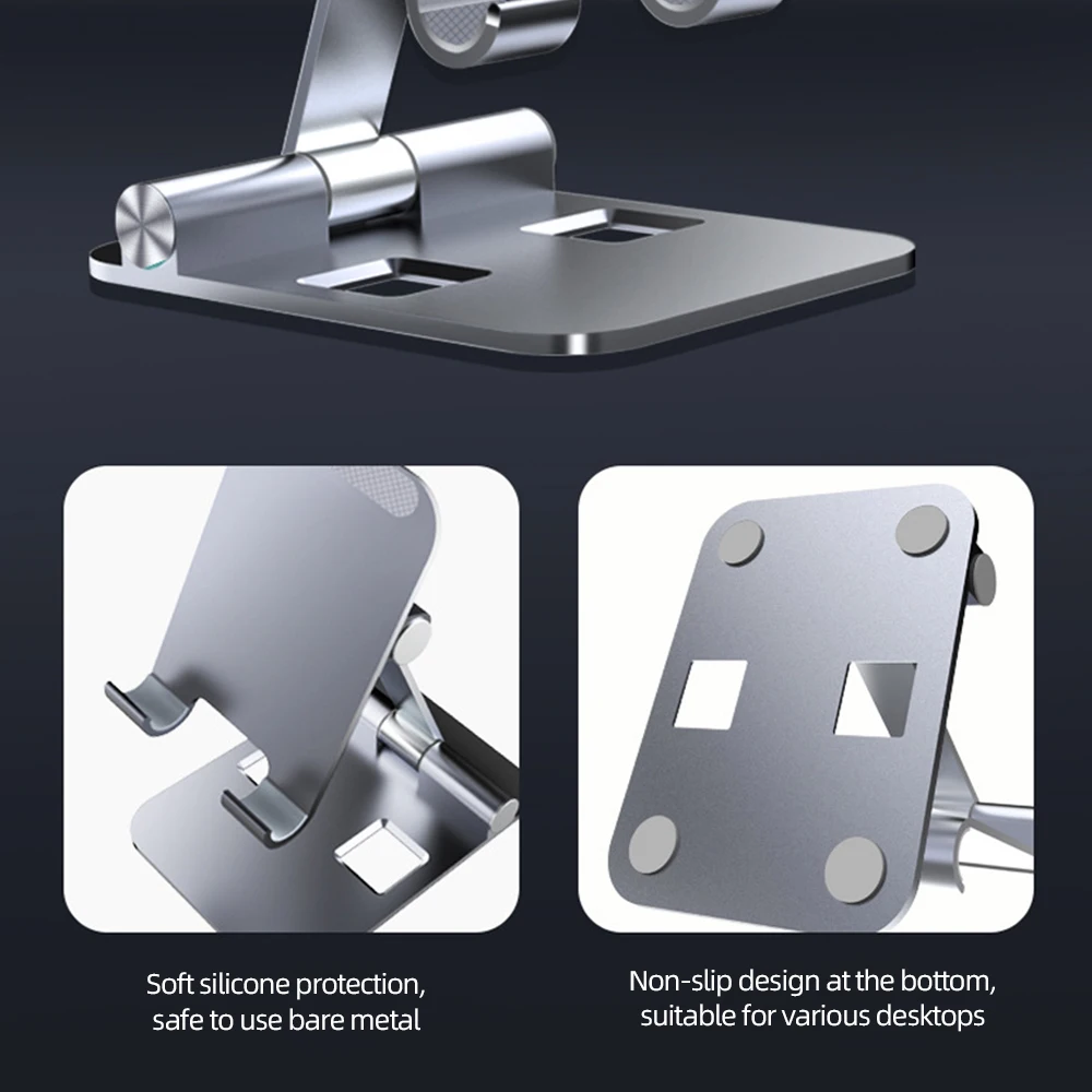 

!ACCEZZ Foldable Metal Desktop Phone Stand Holder For iPhone 11 12 Xiaomi Samsung Adjustable Universal Table Cell Phone Holder