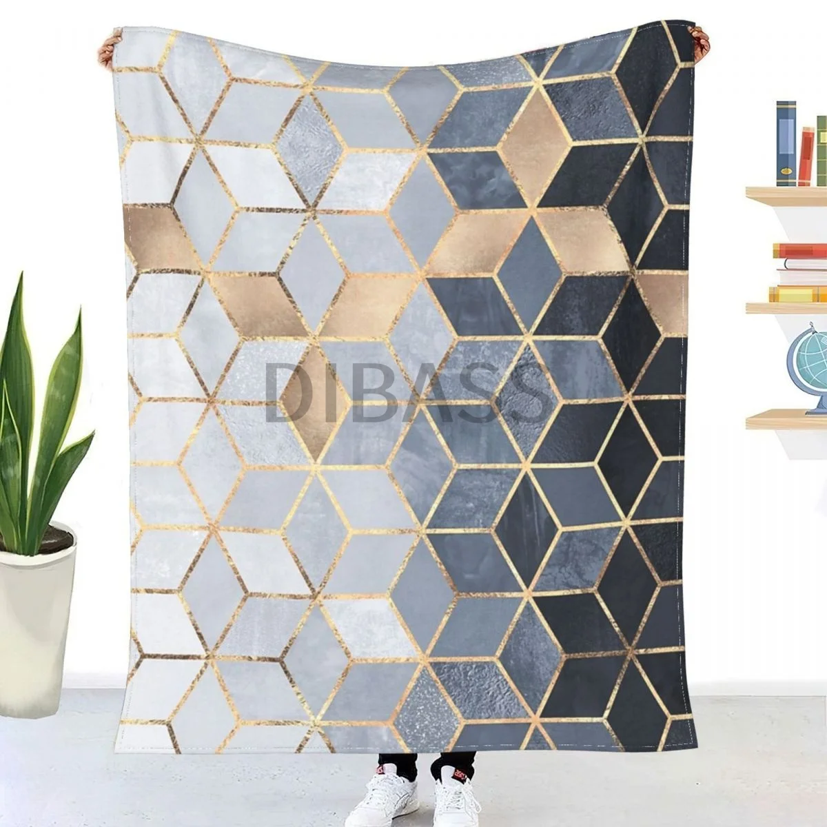 

Мягкие синие градиентные кубики, фланелевое одеяло с 3D принтом