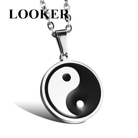 LOOKER Китайский Мистический Инь Ян кулон ожерелье из нержавеющей стали ожерелья