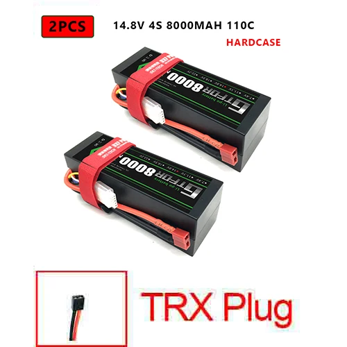 2PCS4S8000HARDTRX DXF Lipo батарея 4S 8000mah 8400mah 14,8 V 110C 220C Hardcase для 1/8 1/10 масштаб Электрический радиоуправляемый Багги Truggy гусеничный автомобиль - Цвет: 2PCS4S8000HARDTRX