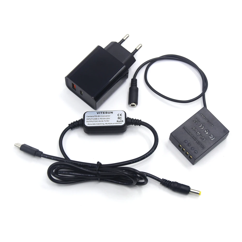 Внешний аккумулятор PD USB Type C кабель + NP-W126 пустышка батарея CP-W126 зарядное