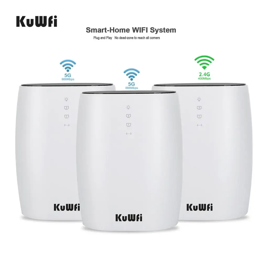 KuWFi 3 шт. сетчатый маршрутизатор Вся Домашняя сетка WiFi AC1200 2 4G/5 8 GHz беспроводной Wifi