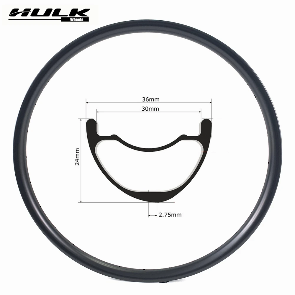 

HULKWHEELS 29er MTB Carbon Rim Light Weight 36mm Wider Tubeless Ready For XC AM Cross Country Mountain Bike Hookless Asymmetric