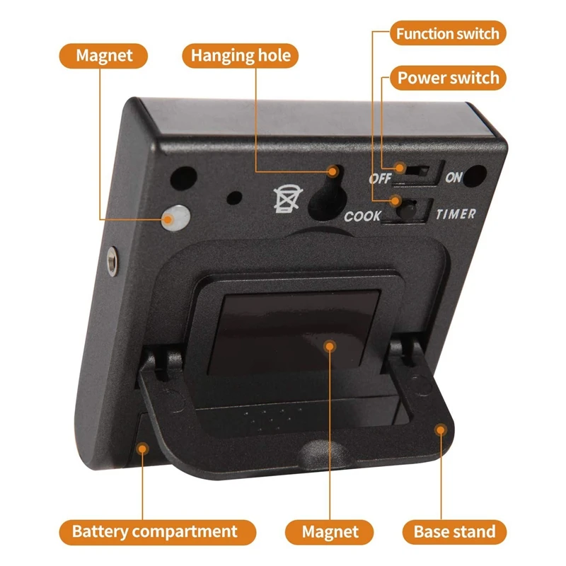 

Meat Cooking Digital Thermometer Instant Read, Electric Oven BBQ Grill Cooking Kitchen Timer Tools with Long Cord&Probe