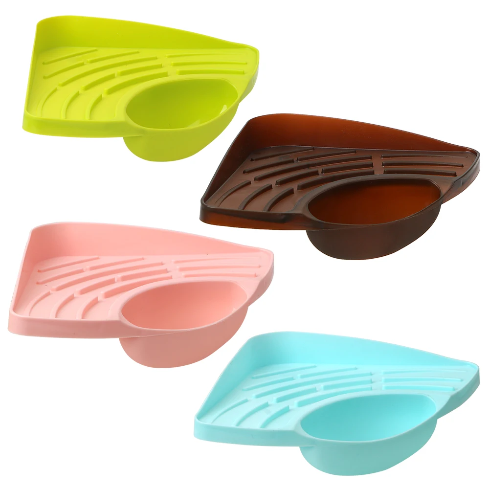 

Triangular Sink Rack Sink Soap Shelf Storage Racks Sink Sponge Stand Useful Kitchen Organizer with Sucker