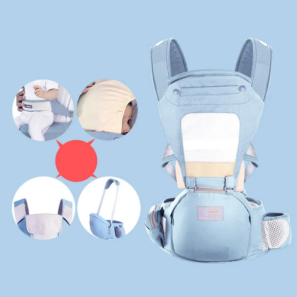 Bule Breathable Сумка-кенгуру VICIVIYA, эргономичный младенческий Хипсит, слинг, передняя сторона, большая емкость, кенгуру, для 0-48 месяцев, Детский пояс - Цвет: Bule Breathable