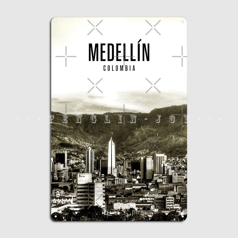Металлический знак Medellin Colombia Фреска клувечерние ретро Рисунок Декор жестяной