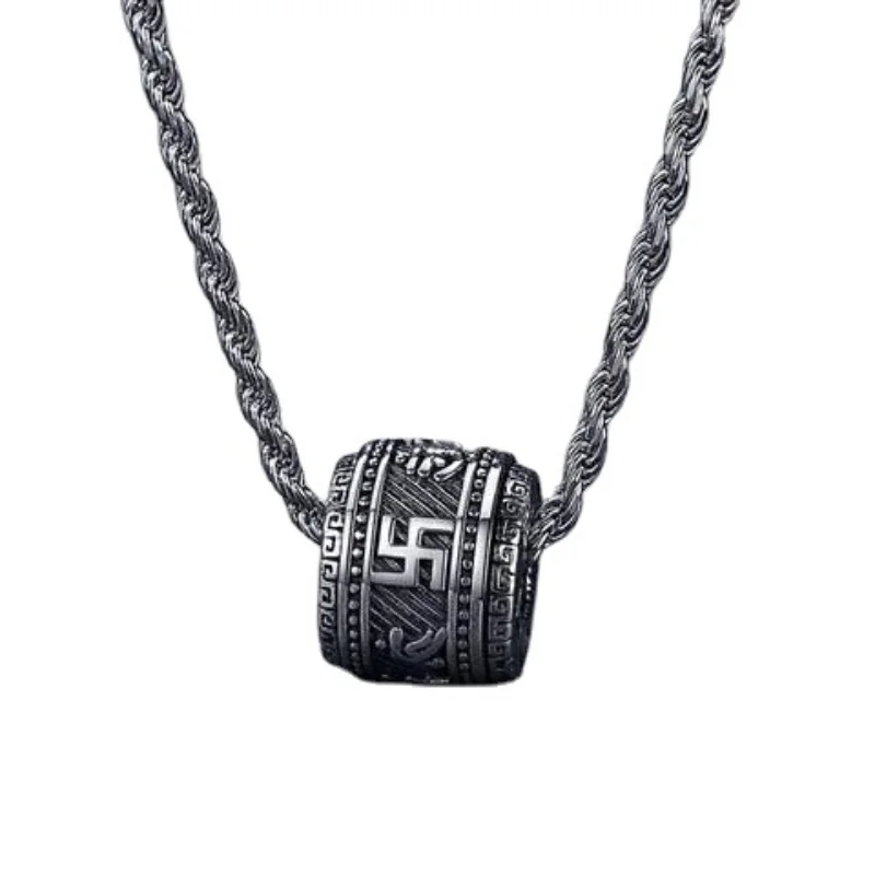 

fashion necklace S925 silver transfer bead pendant six character truth Necklace retro jewelry lovers give women birthday gift