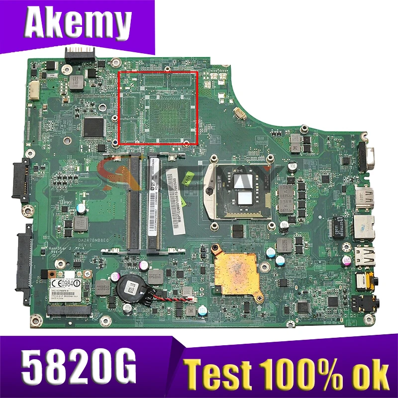 

AKEMY Laptop Motherboard FOR ACER Aspire 5820G 5820T 5820TZG MBPTG06001 DAZR7BMB8E0 31ZR7MB0000 HM55 DDR3