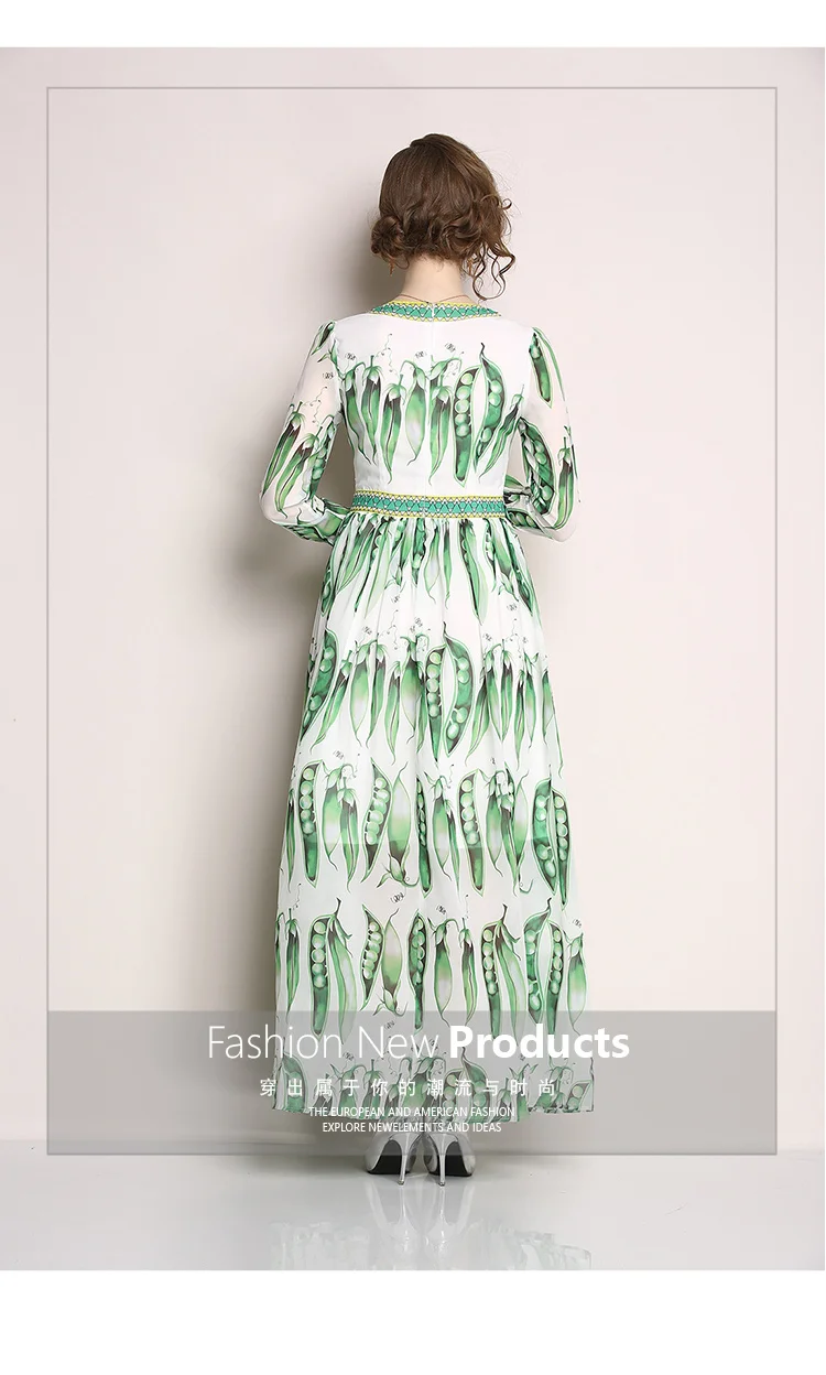 Длинное платье с круглым вырезом и длинными рукавами принтом в виде капюшона до