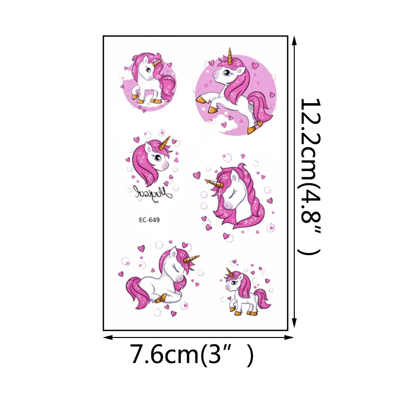 5 шт. наклейки для татуировок с мультяшным единорогом временными животными