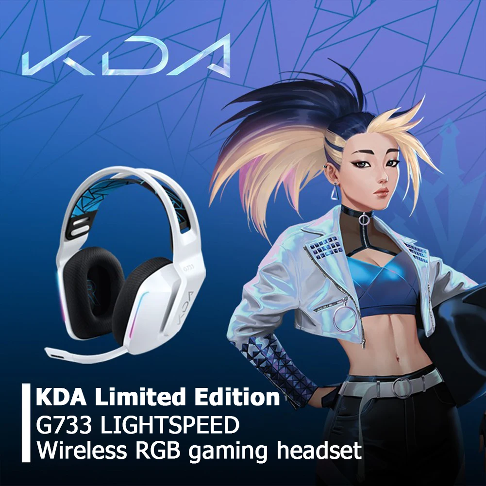 

Logitech G733 Wireless Headphone Rechargeable DTS X2.0 7.1 Surround Sound LIGHTSPEED Gaming Headset KDA Limited Edition Earphone