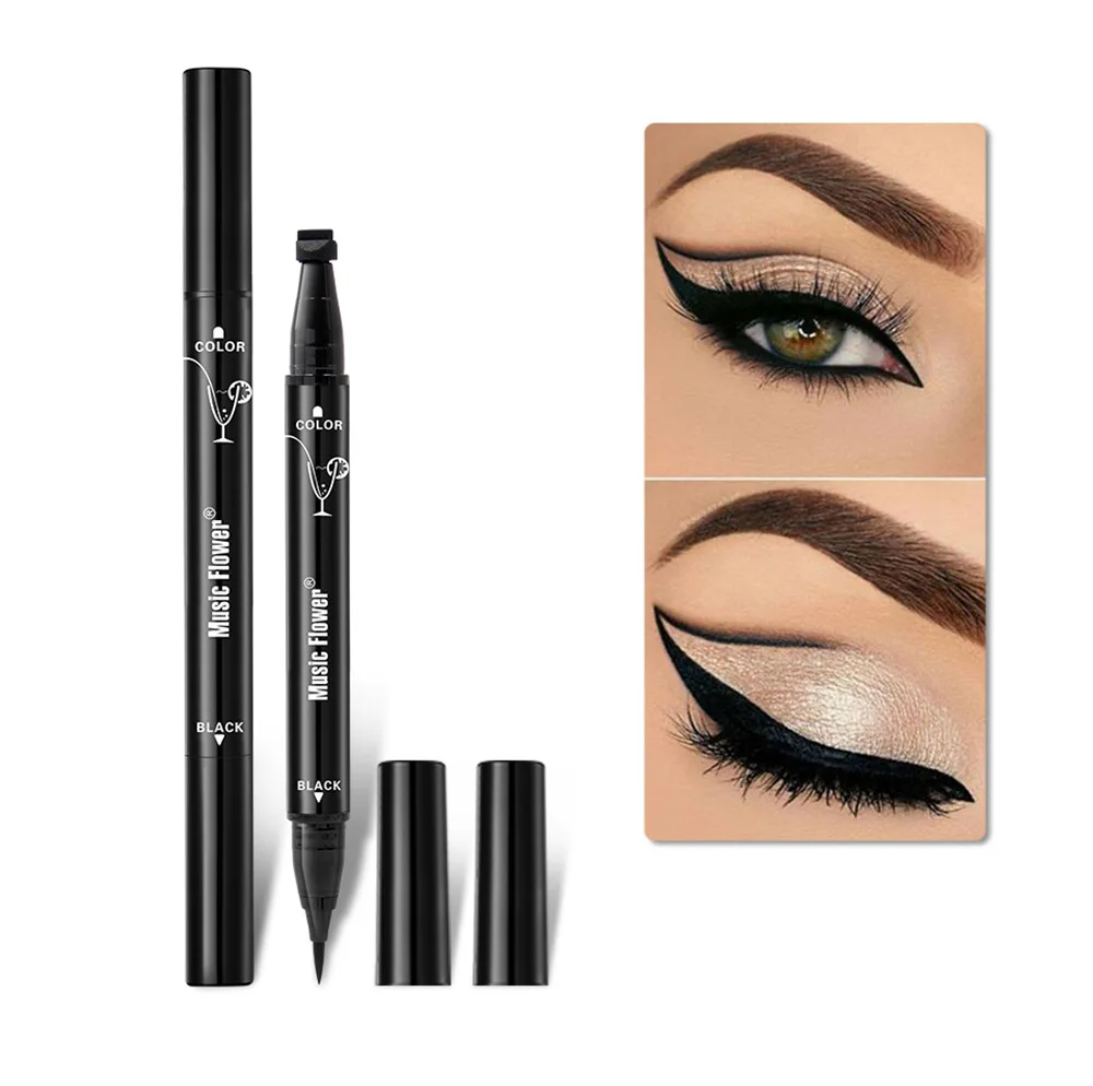 Музыкальная Цветочная двойная тату печать Черная Подводка для глаз карандаш со