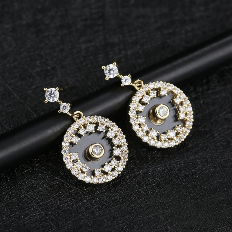 MIGGA круглые серьги капли с микро покрытием из кубического циркония золотой цвет