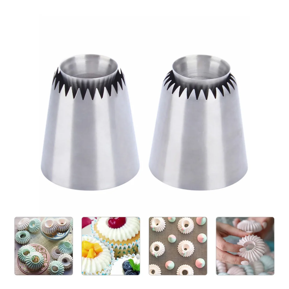 

2pcs Drop Rose Icing Piping Nozzles Stainless Steel Cream Pastry Tips Nozzles