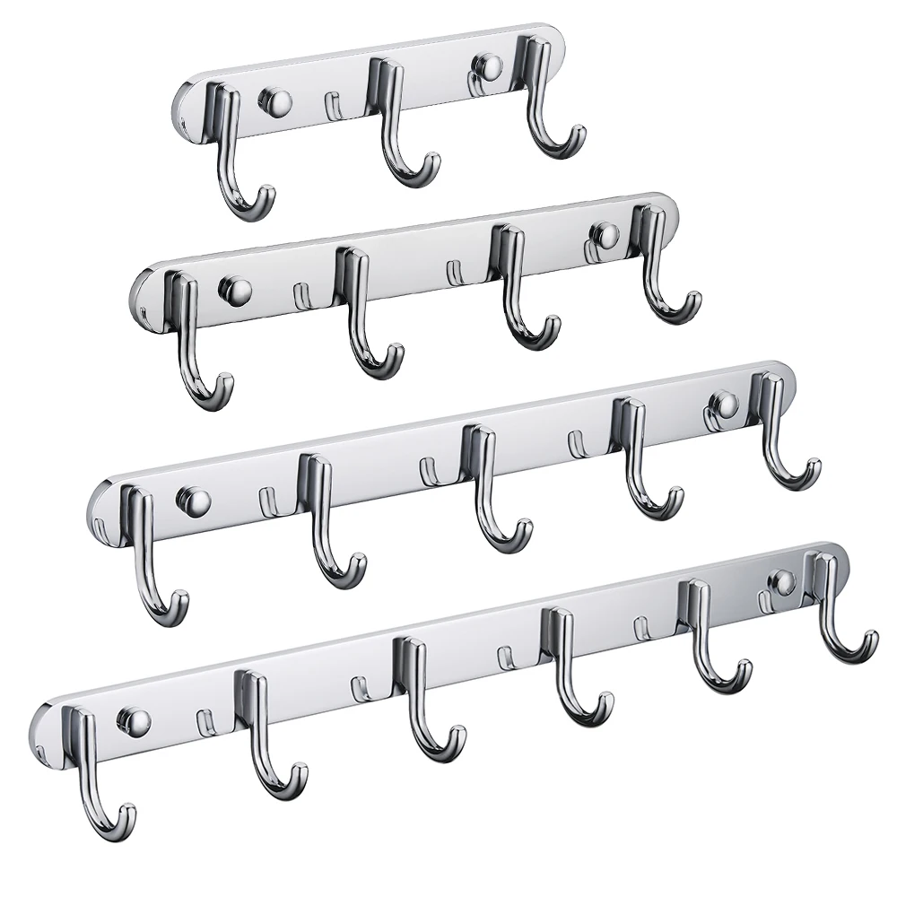 

JOYFAN Wall Mounted Hooks Bathroom Hanger Rail Heavy Duty Coat Clothes Towel Holder Shower Accessories, Chrome