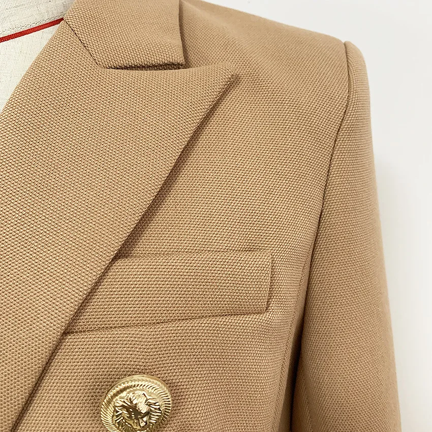 

European High Quality Jacket Women 2019 Casual Metal Buttons Long Sleeve Slim Blazer Feminino For Autumn Winter