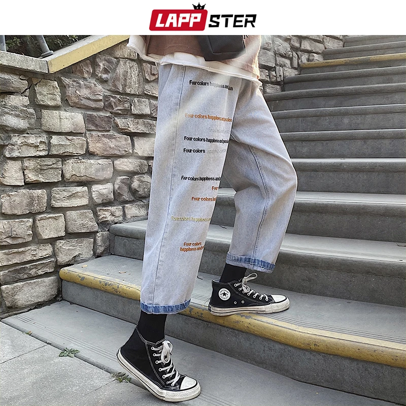 LAPPSTER синие обтягивающие джинсы мужские 2019 шаровары s Японская уличная одежда