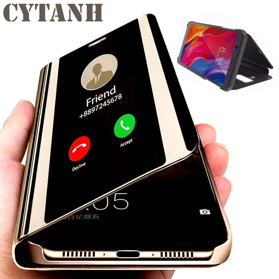 Зеркальный умный флип чехол для Xiaomi Redmi Note 4X роскошные оригинальные магнитные