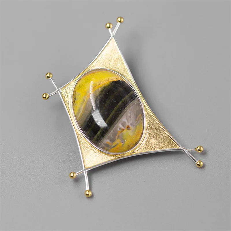 Винтажная брошь из натурального шмеля INATURE стерлингового серебра 925 пробы с