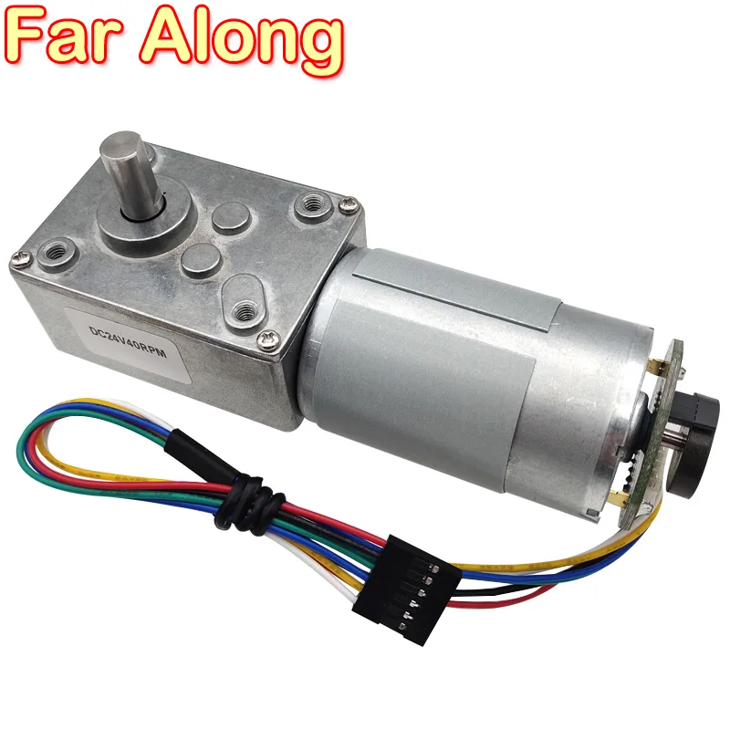 

30W DC Worm Geared Motor Encoder 24V 12V High Torque Electric In DC Motor 12-470RPM Self Locking Adjustable Speed Reversed Motor