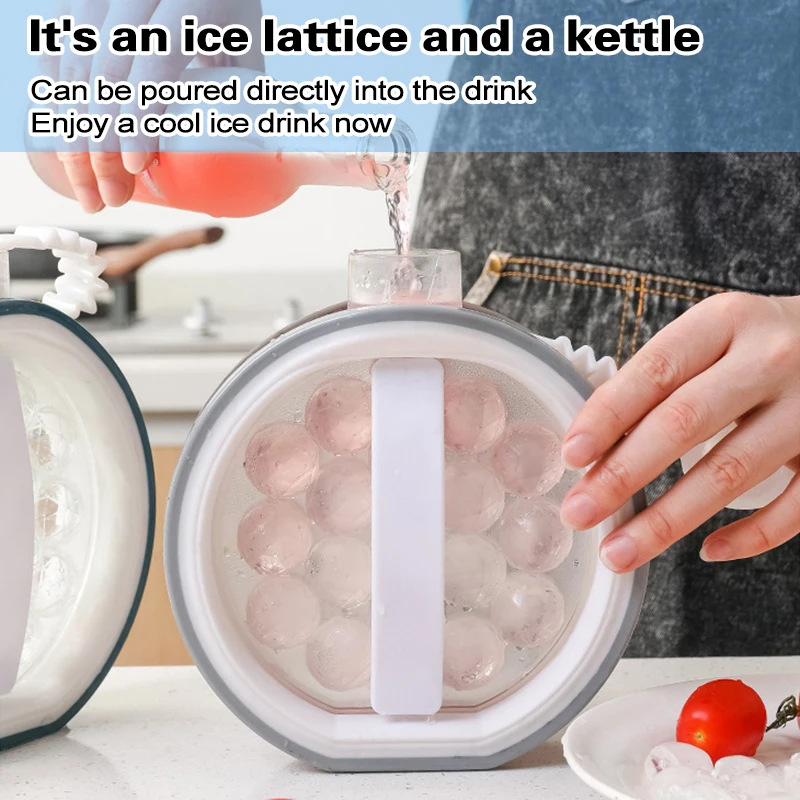 

2-в-1 чайник для приготовления льда с 17 ячейками, портативный шариковый трафарет для мороженого, коктейля, кофе, виски, пивного сока xqmg, мороже...