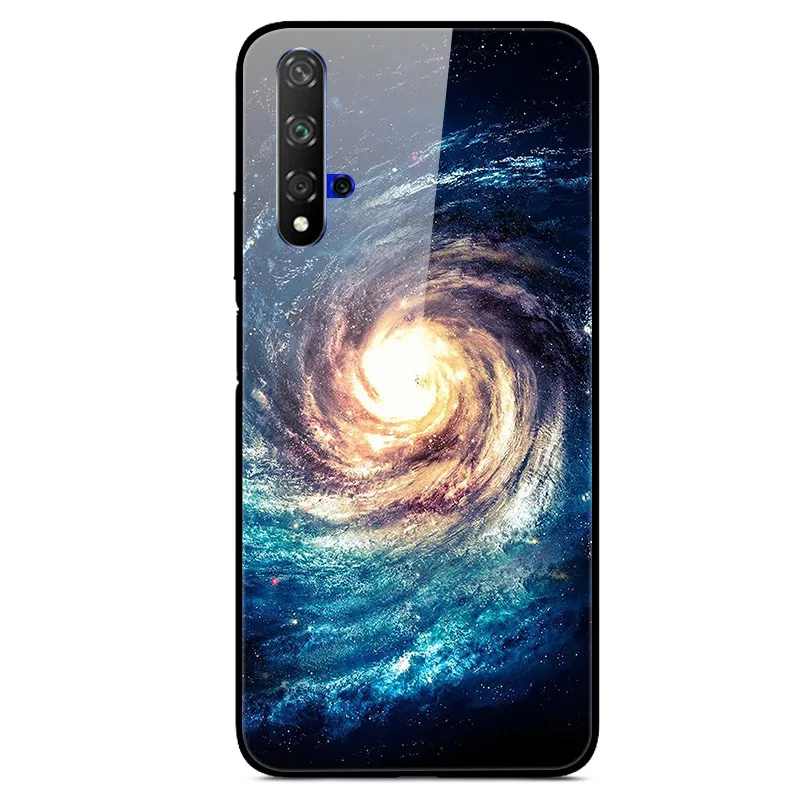 Светло-фиолетовый Чехол для huawei Honor 20, Жесткий Чехол из закаленного стекла с принтом, чехол для huawei Honor 20 Pro Lite Honor20 YAL-L21Cover Fundas - Цвет: Светло-фиолетовый