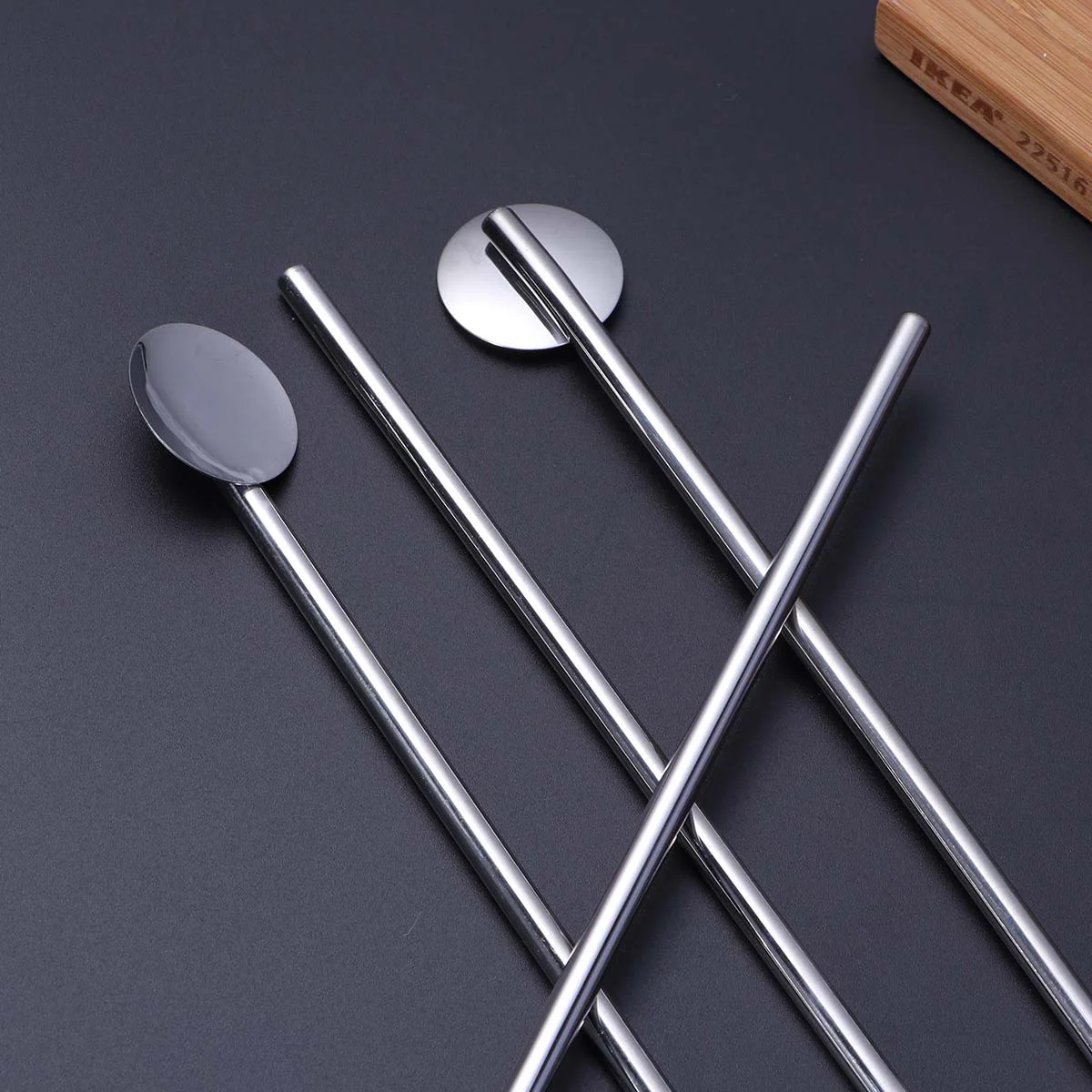 12 Pcs /Pack Stainless Steel Round Shape Metal Drinking Spoon Straw Reusable Straws Cocktail Spoons Set | Дом и сад