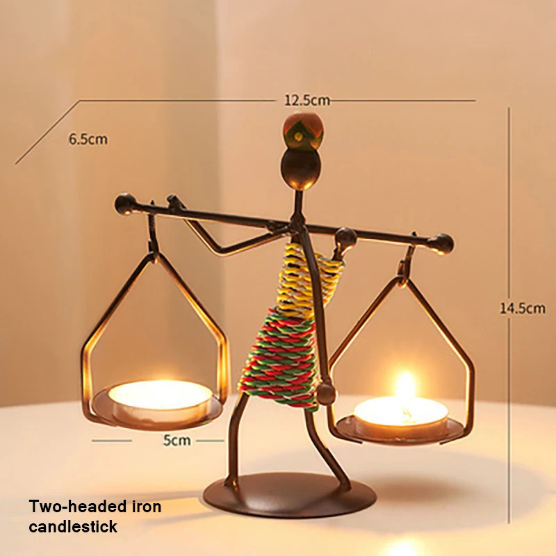 

Nordic Metal Candlestick Abstract Character Sculpture Candle Holder Decor Handmade Figurines Home Decoration Art Gift