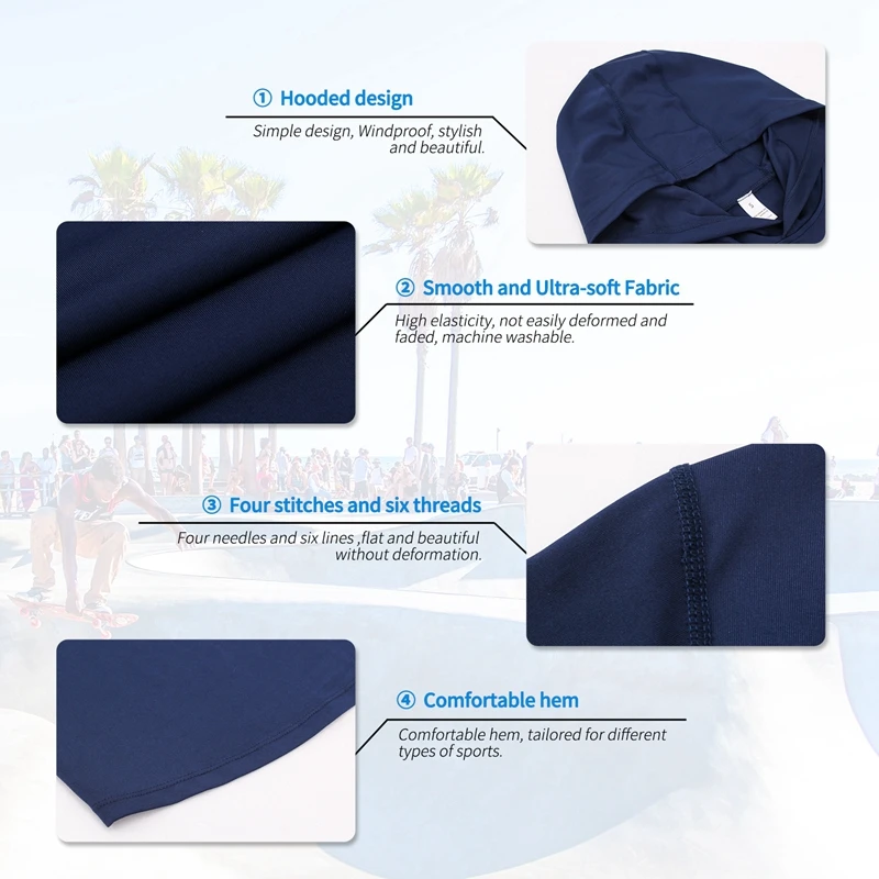 Men's Hooded Sweat shirts Long Sleeve Outerwear Bodybuilding Sport T-shirt Quick Dry Running Shirt Long Sleeve Compression Top