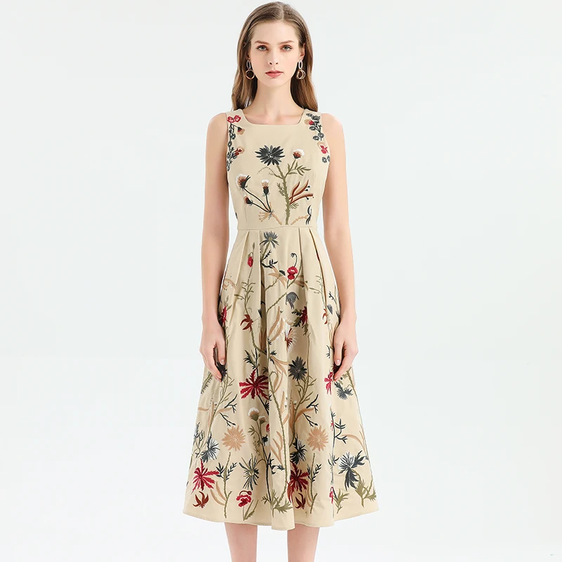 2020 летнее милое платье с вышивкой высококачественное модное женское тонкое без