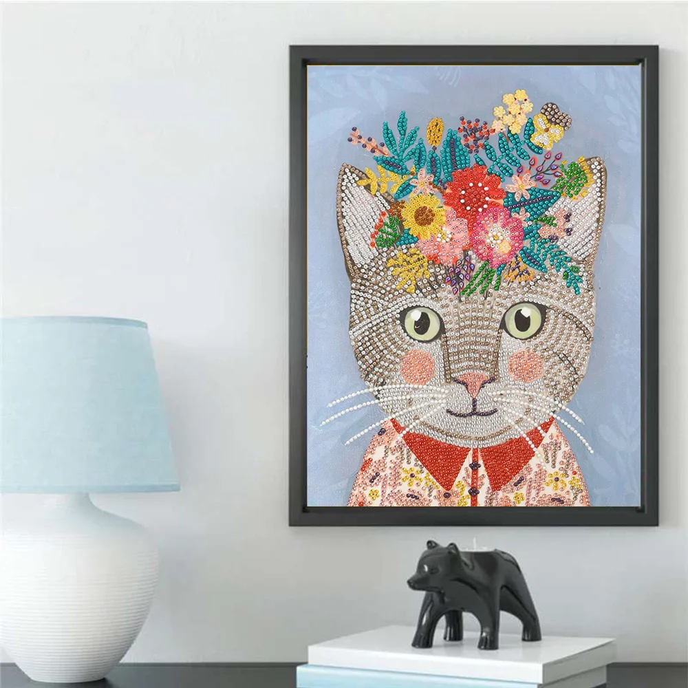 5D Animal Diamond Painting Cute Cat Pattern Mosaic Special Shape Drill Embroidery Fish Peacock Picture Home DIY | Дом и сад