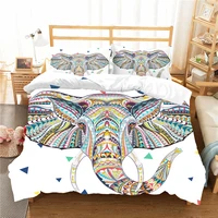 complete double bed soft material bohemia style bedding coverlet elephant printed duvet cover home textiles king single size